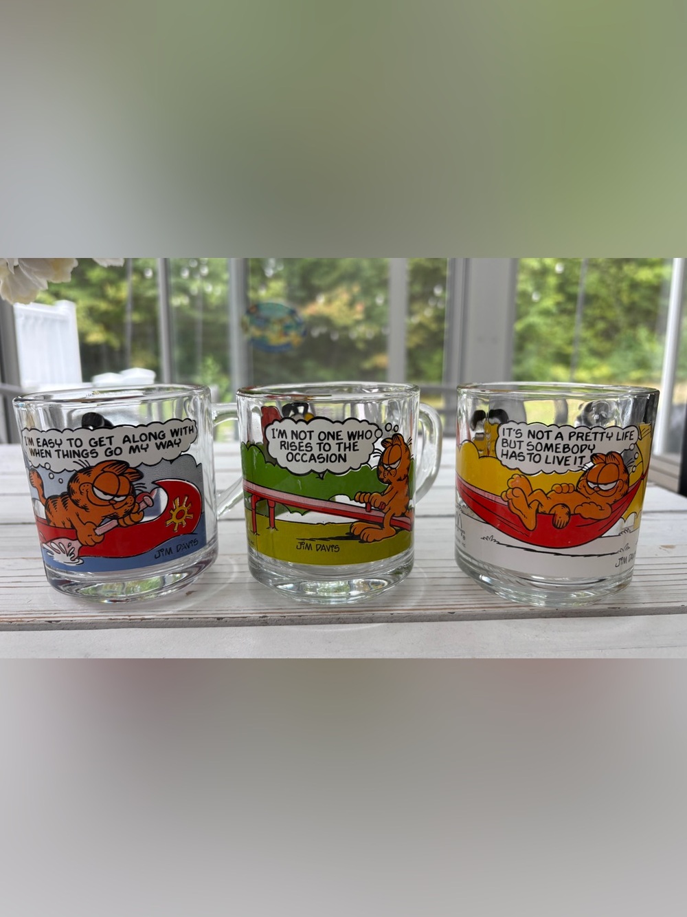 Vintage Glass Garfield Mugs (set of 3)